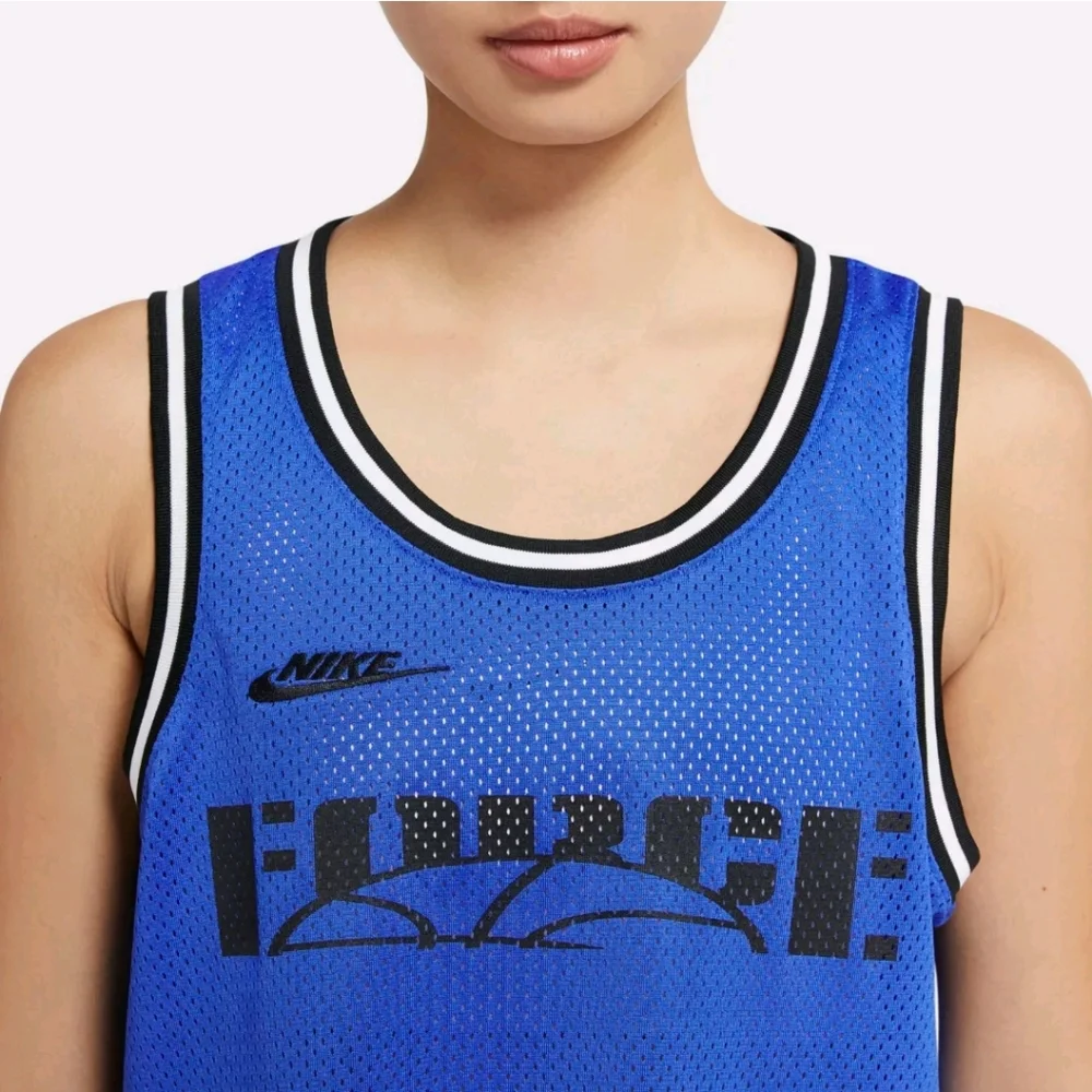 Nike Force sportswear Jersey blue black mesh crop top Size Medium Womens
